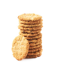 Pile stack of oatmeal cookies isolated