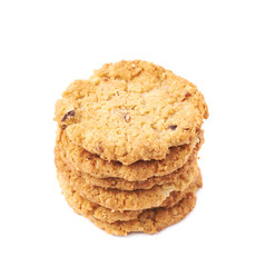 Pile stack of oatmeal cookies isolated