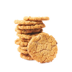 Pile stack of oatmeal cookies isolated