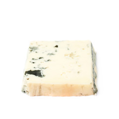 Single slice of blue cheese isolated