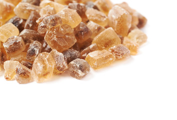 Pile of brown rock sugar crystals
