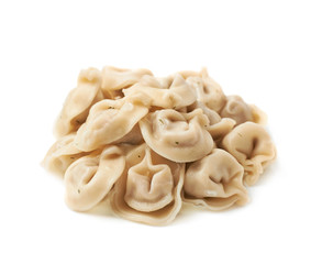 Pile of cooked dumplings isolated