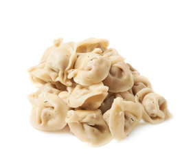 Pile of cooked dumplings isolated