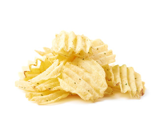 Big pile of potato chips isolated
