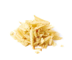 Big pile of potato chips isolated