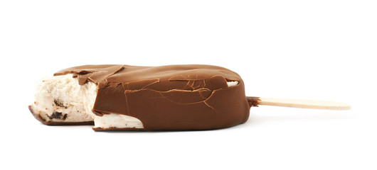Vanilla ice cream bar on a stick