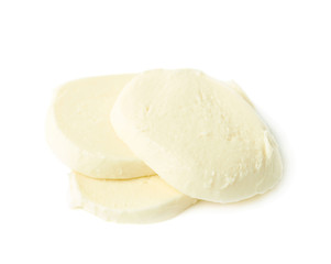 Pile of mozzarella cheese slices