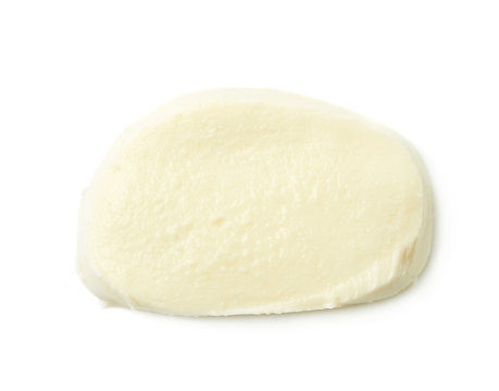 Single Slice Of Mozzarella Cheese Isolated