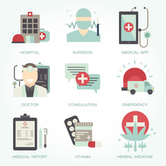 Hospital and medical flat icon set - 106384858