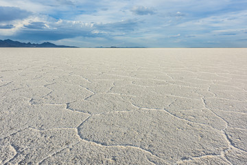 Wide Angle Closeup of White Salt Flats near Salt Lake City, Utah