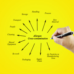 Hand writing element of  Allergen Cross- contamination for business concept and use in manufacturing