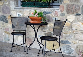 Quiet and romantic table for two in the courtyard