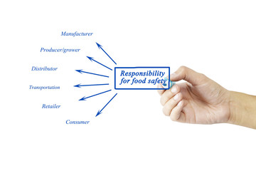 Hand writing element of Responsibility for food safety for business concept and use in manufacturing