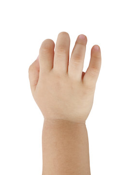 Back Hand Of Asian Baby On White Background.