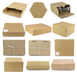 Collection Paper box isolated on white background