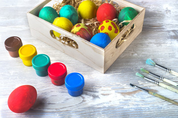 Easter eggs and paints
