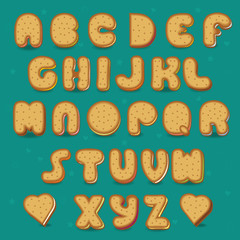 Cookies Vector Alphabet. Vintage style