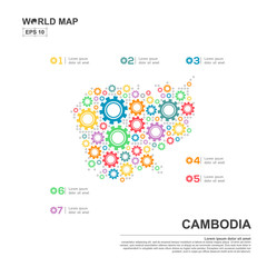 Map Of Cambodia Infographic design template with gear chain