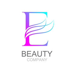 Abstract letter E logo design template with beauty industry and