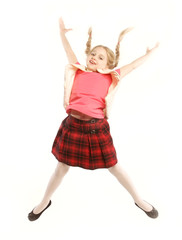Obraz premium girl jumps on a white background 