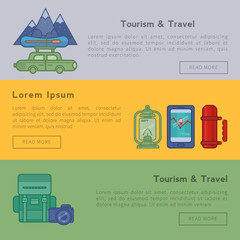 Banners Set recreational tourism.