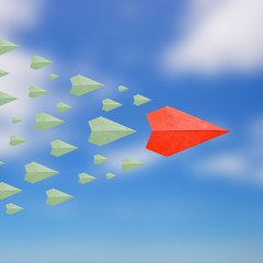 leadership concept with paper plane