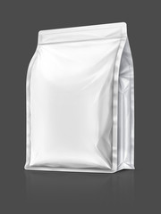 blank packaging aluminium foil pouch isolated on gray background