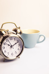Time to coffee with clock background, retro tone