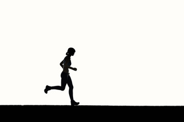 silhouette woman running on white background