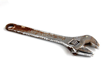 Adjustable wrench on white background