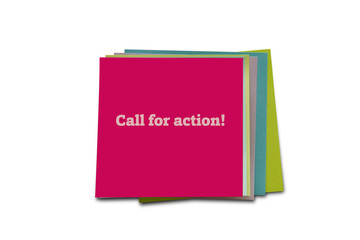 Call for action written on sticky notes.