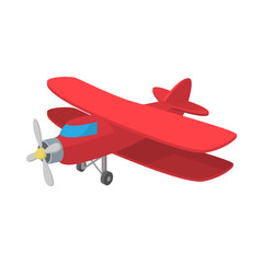 Biplane icon, cartoon style 