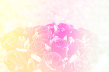 Fototapeta na wymiar Blurred Sweet pastel color of rose flowers in bokeh texture soft blur for background