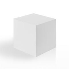 3D Cube. Box on white background with reflection.