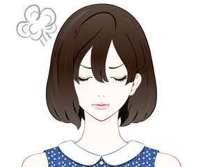 女性の表情 / 不機嫌 / 夏服