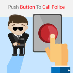 Push button to call police. Secure life concept vector image.