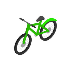 Green bicycle icon, isometric 3d style