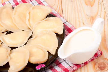 Ukrainian dumplings vareniki with cottage cheese