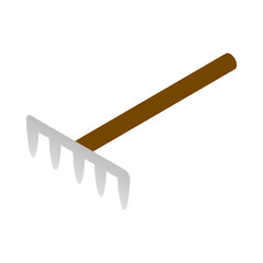 Garden rake icon, isometric 3d style
