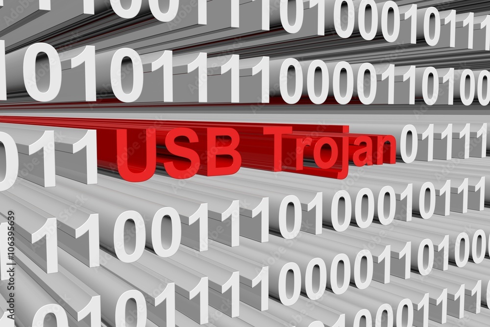 Poster usb trojan is presented in the form of binary code