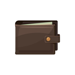 Brown wallet icon, cartoon style