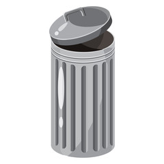 Trash bin icon, cartoon style
