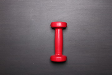 One Red dumbbell, fitness concept .Number One