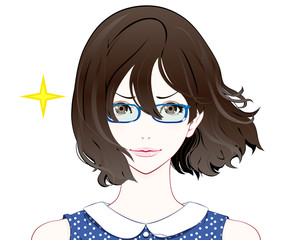 サングラスをかけた女性の表情 / 自信 / 夏服 / なびく髪