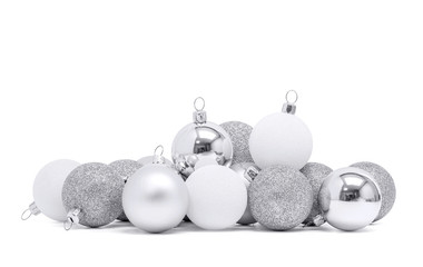 celebration silver christmas ball for decoration isolated on whi