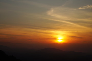 Rising sun in the morning.