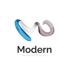 Wave ribbon logo, vector abstract shape