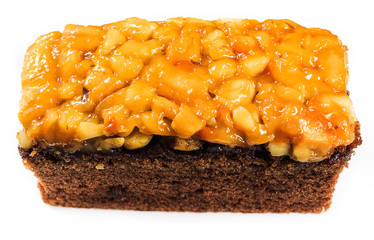 Chocolate cake with bean topping, including clipping path