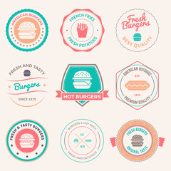 set of fast food restaurant labels, badges and design elements