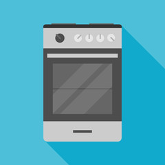 kitchen stove icon with long shadow. flat style vector illustration